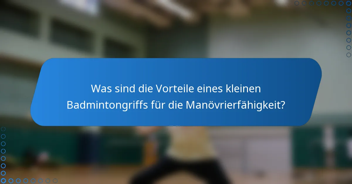 Was sind die Vorteile eines kleinen Badmintongriffs für die Manövrierfähigkeit?